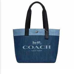 Coach Canvas Denim Blue Tote Bag